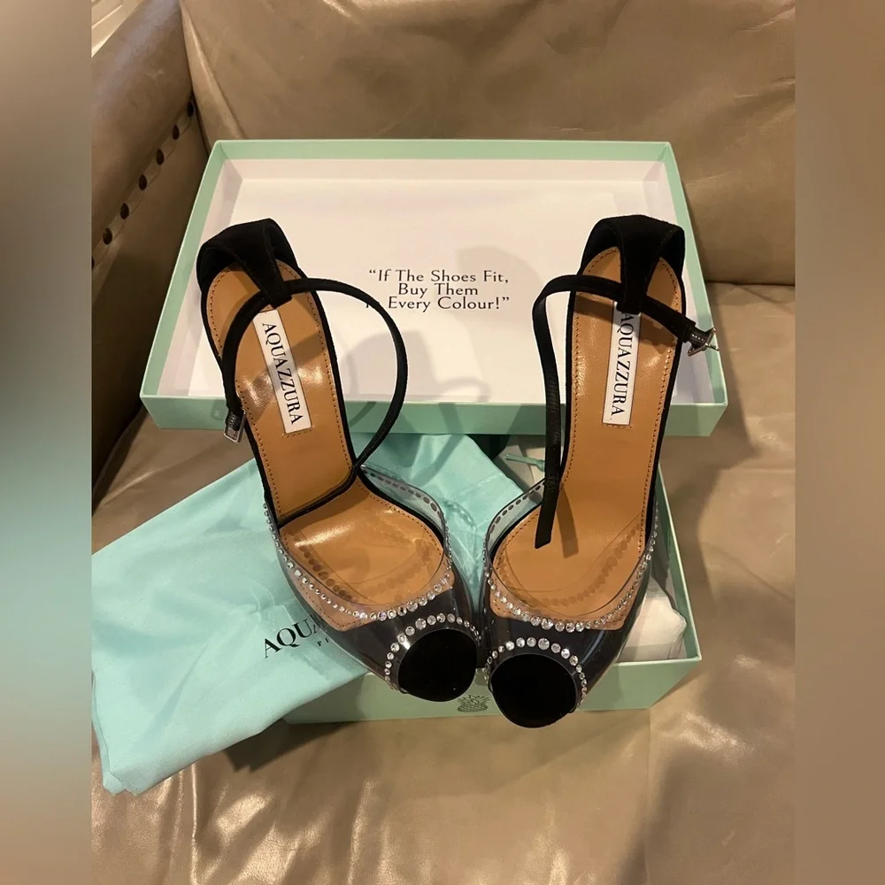 Aquazzura Ray of Light Plexi Crystal Peep 105. NIB - Picture 1 of 7